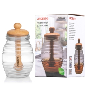 Медовница Ardesto Midori 500 мл, 8.3х14.2см, бамбук, стекло