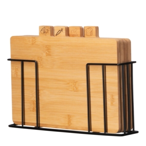 Ardesto Cutting board set with stand Midori, 4pcs, 30х5.6х20.3cm, bamboo, metal