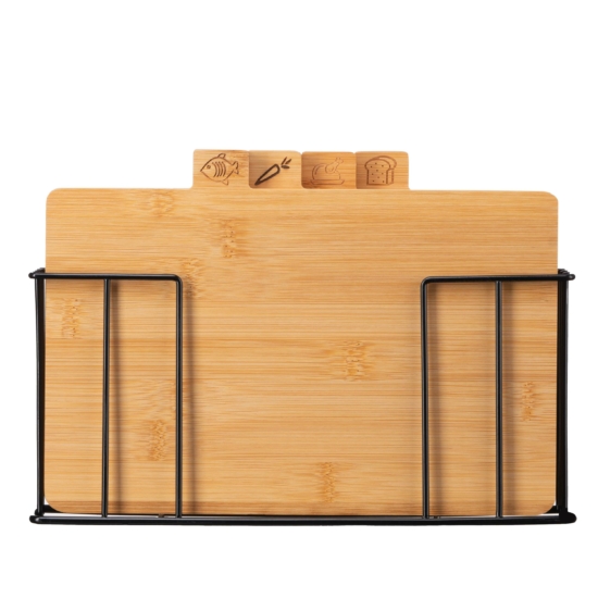Ardesto Cutting board set with stand Midori, 4pcs, 30х5.6х20.3cm, bamboo, metal