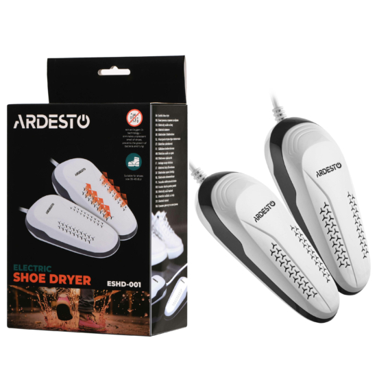 Сушарка для взуття електрична Ardesto, потужність 10Вт, функція озонування, білий+сірий