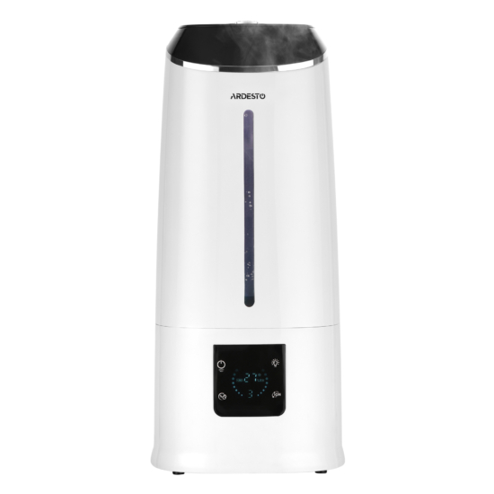 Air humidifier ARDESTO ultrasonic, 40m2, 6.5l, 390ml/h, electric. control, remote control, top. water bay, display, white