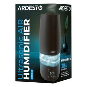 Air humidifier ARDESTO ultrasonic, 30m2, 4l, 280ml/h, electric. control, remote control, top. water inlet, display, black
