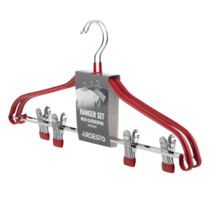 Ardesto Hanger with Clothespin Set 42cm, 2pcs, metal, PVC, red