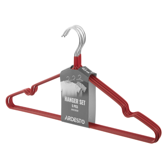 Ardesto Hanger Set 40.5cm, 5pcs, metal, PVC, red