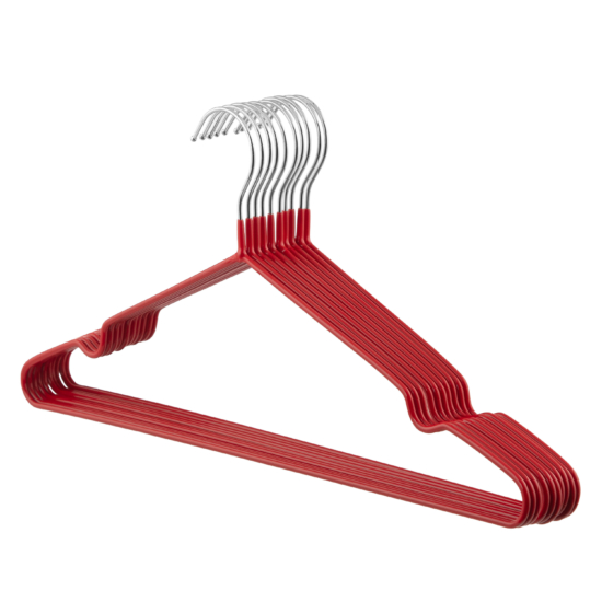 Набор плечиков Ardesto 40.5см, 10шт, металл, ПВХ, красный