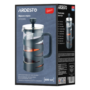 Ardesto French press Gemini, 600ml, borosilicate glass, plastic, stainless steel, transparent, black