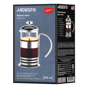 Френч-пресс Ardesto Gemini Asti, 350мл, боросиликаное стекло, нержавеющая сталь, прозрачный
