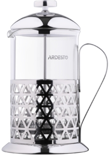 Френч-прес Ardesto Gemini Fasano, 1000мл, боросилікатне скло, нержавіюча сталь, прозорий