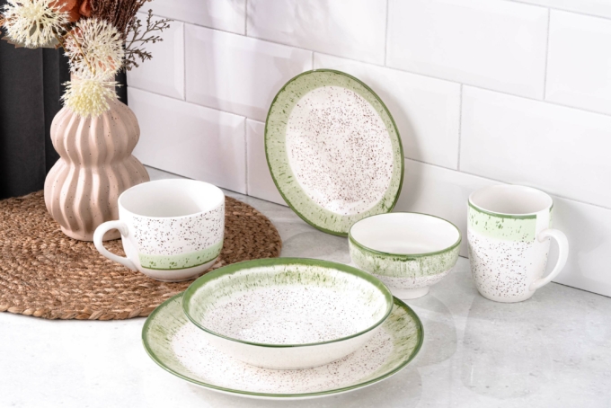 Ardesto Mug Siena, 500ml, porcelain, white-green