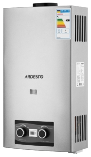 ARDESTO Газова колонка X2, 10 л/хв., 20 кВт, розпалювання від батарейок, нерж. сталь