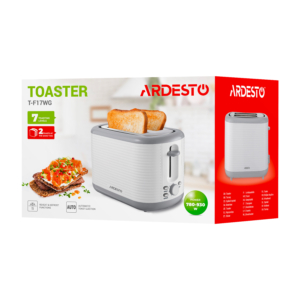 Тостер Ardesto White stripes T-F17WG 930Вт, пластик, белый+серый