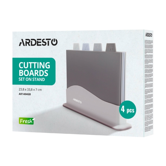Ardesto Cutting board set with stand Fresh, 4pcs, 23.8×33.8x7cm, plastic