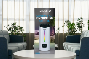 Air humidifier ARDESTO ultrasonic, 40m2, 6.5l, 390ml/h, electric. control, remote control, top. water bay, display, white
