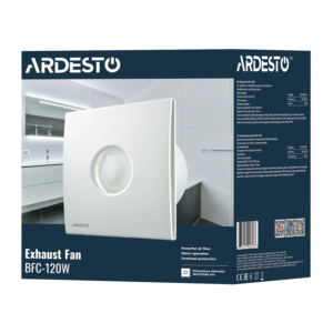 Вытяжной вентилятор Ardesto 20 Вт, 120 м3/ч, 2300 об/мин, 33 дБ, белый