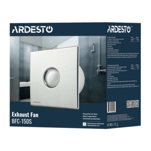 Bathroom Exhaust Fan Ardesto 25 W, 210 m3/h, 1650 rpm, 35 dB, silver