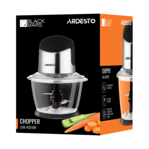 Подрібнювач  ARDESTO, 400Вт, чаша-1000мл, скло, корпус-пластик/метал, чорно-сріблястий