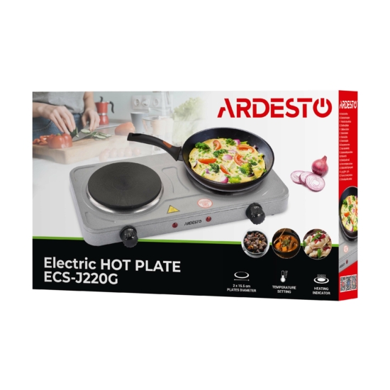 Плитка настольная Ardesto электрическая, конф. — 2кВт на 1 и 1кВт, управл. — мех., графит