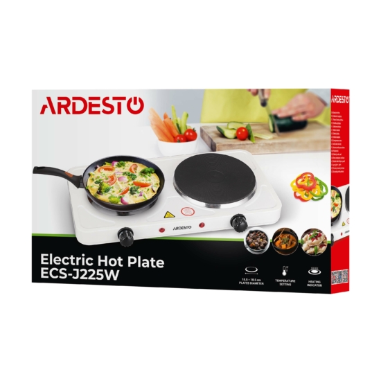 Плитка настільна ARDESTO електрична, конфорок – 2, на 1кВт + 1.5кВт, керування – мех., білий