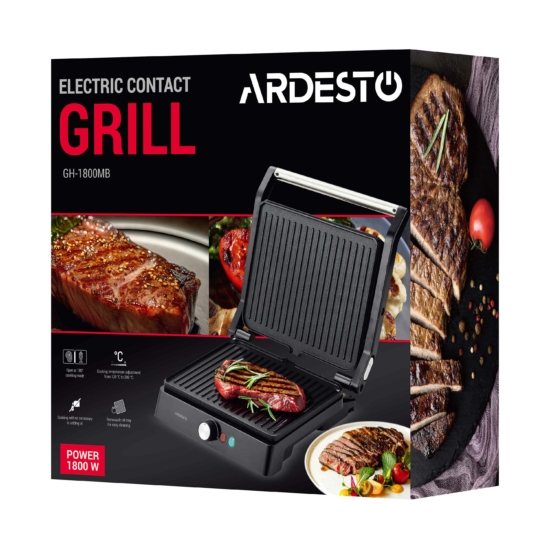 Ardesto grill clamping, 1800W, 180° opening, metal, black-silver