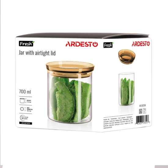 Банка для хранения Ardesto Fresh 700мл, стекло, пластик, прозрачный