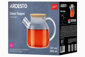 Заварник Ardesto Gemini 800мл, боросиликатное стекло, бамбук, прозрачный