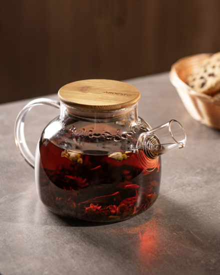 Заварник Ardesto Gemini 800мл, боросиликатное стекло, бамбук, прозрачный