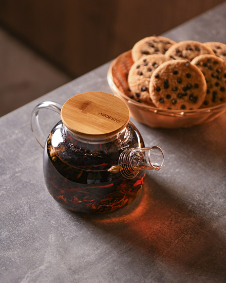 Заварник Ardesto Gemini 800мл, боросиликатное стекло, бамбук, прозрачный