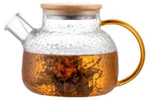 Ardesto Teapot Gemini Dew 1000ml, borosilicate glass, bamboo, transparent