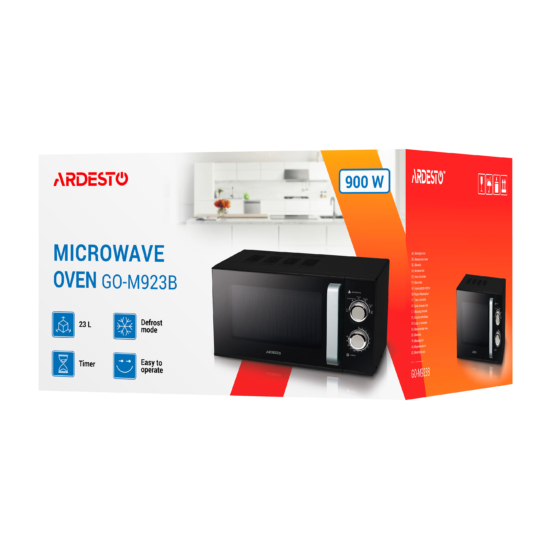 Microwave oven ARDESTO, 23L, mechanical control, 900W, handle opening, black