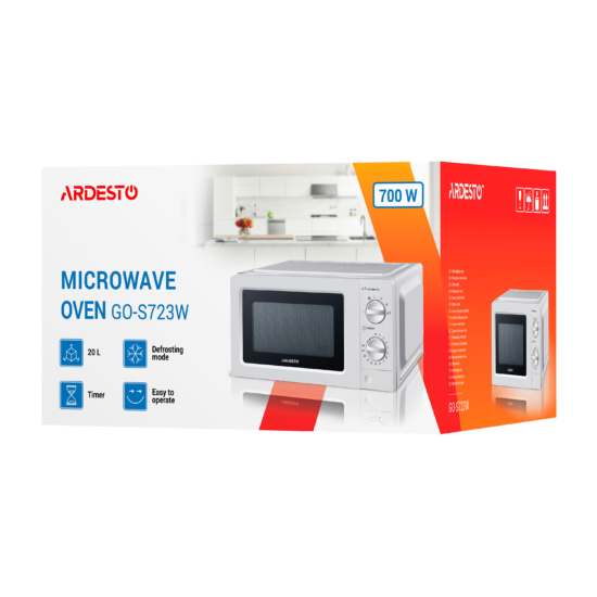 Microwave oven ARDESTO, 20L, mechanical control, 700W, button opening, white