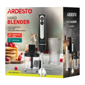 Блендер Ardesto погружной 800Вт, 3в1, чаша-600мл, чопер-500мл, черно-серебристый