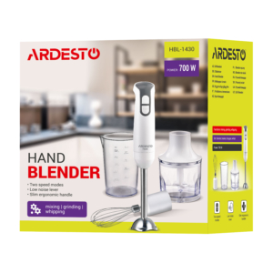 Блендер погружной ARDESTO 700Вт, 3в1, чаша-600мл, белый