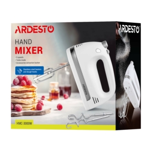 Ardesto hand mixer 300W, nozzles-4 beaters, turbo mode, white