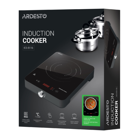 Плитка настільна ARDESTO індукційна, конфорок – 1 на 1.8кВт, керування – сенсорне, таймер, чорний