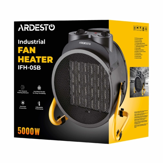 Теплова гармата електрична ARDESTO IFH-05B 5 кВт, 50 м2, 470 м3/г, керамічний. нагрів. елемент, IP20, мех. керування