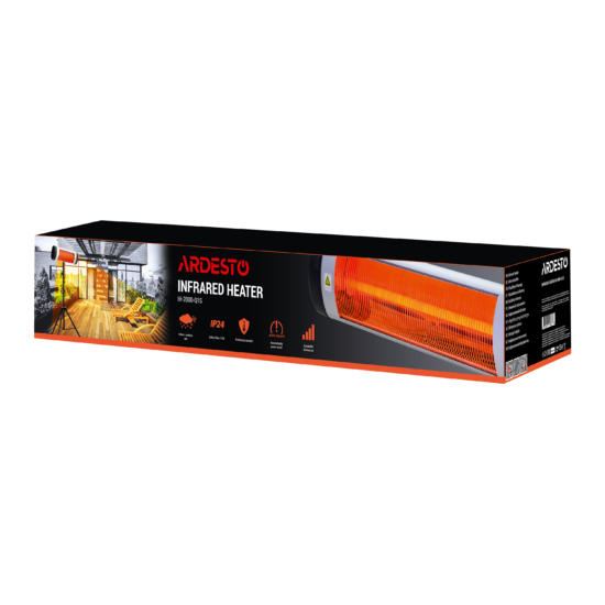 Infrared heater ARDESTO quartz, 9m2, 2000w, mechanical control, grey/black