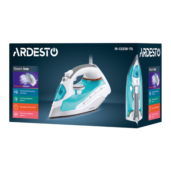 Ardesto iron IR-C2228-TQ, 2200W, 280ml, steam boost-100gr, ceramic soleplate, blue