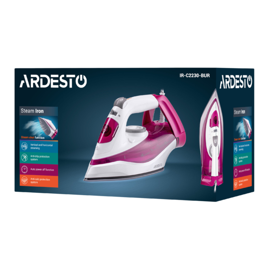 Утюг Ardesto IR-C2230-BUR, 2200Вт, 300мл, паровой удар, керам. подошва, малиновый