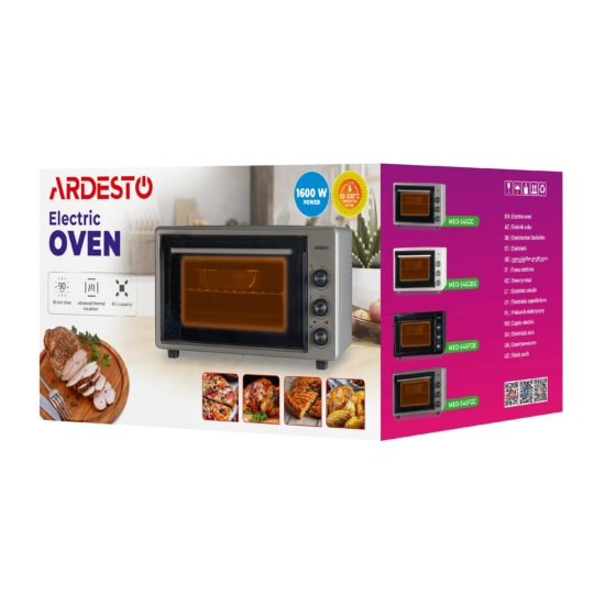 Electric oven ARDESTO, 45L, 1600W, mech., convection, double glass, black