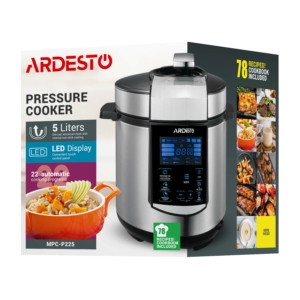 Ardesto pressure cooker, 900W, bowl-5l, electronic control, recipes book, iron/plastic, silver