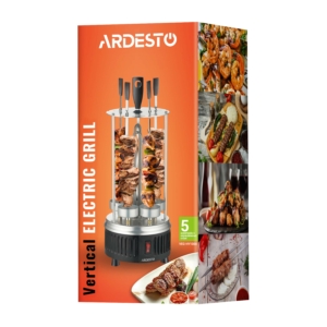 Электрошашлычница Ardesto 900Вт, 5 шампуров, вращение 360°, U-образные нагреватели, алюмин. кожух, нерж