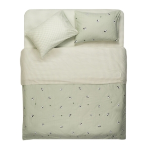 Bedding set ARDESTO 2.0 Gloria, sateen, pandas, green, duvet cover 200x220cm, bed sheet 230x240cm, pillowcases (2) 50x70cm, 100% cotton