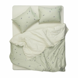 Bedding set ARDESTO 2.0 Gloria, sateen, pandas, green, duvet cover 200x220cm, bed sheet 230x240cm, pillowcases (2) 50x70cm, 100% cotton