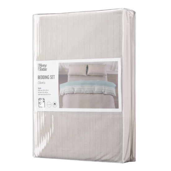 Bedding set 2.0 Ardesto Gloria, sateen,  stripes, brown, duvet cover 200x220cm, bed sheet 230x240cm, pillowcases (2) 50x70cm, 100% cotton