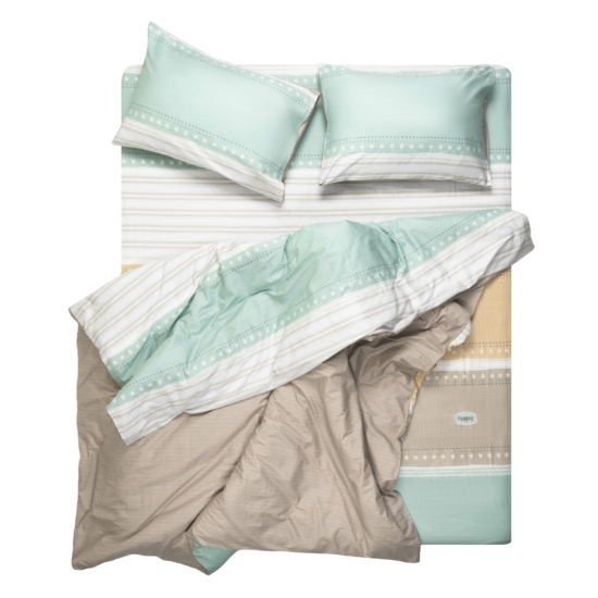 Bedding set 2.0 Ardesto Gloria, sateen,  stripes, brown, duvet cover 200x220cm, bed sheet 230x240cm, pillowcases (2) 50x70cm, 100% cotton