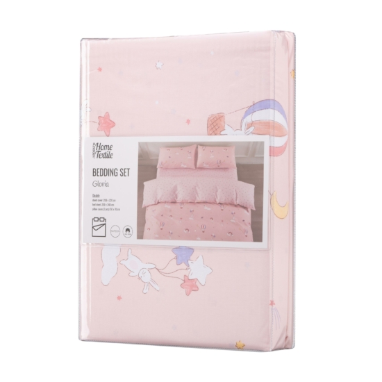 Bedding set 2.0 Ardesto Gloria, sateen,  joy, pink, duvet cover 200x220cm, bed sheet 230x240cm, pillowcases (2) 50x70cm, 100% cotton
