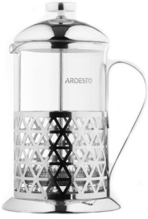 Френч-прес Ardesto Gemini Fasano, 800мл, боросилікатне скло, нержавіюча сталь, прозорий