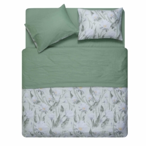 КПБ 1,5сп ARDESTO Gloria, пододеяльник 160х220см, простынь 160х220см, наволочки (2) 50х70см, 100% хлопок, сатин, цветы, зеленый