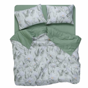 КПБ 1,5сп ARDESTO Gloria, пододеяльник 160х220см, простынь 160х220см, наволочки (2) 50х70см, 100% хлопок, сатин, цветы, зеленый