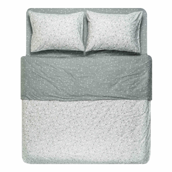 Bedding set 2.0 Ardesto Gloria, sateen, small flowers, grey, duvet cover 200x220cm, bed sheet 230x240cm, pillowcases (2) 50x70cm, 100% cotton